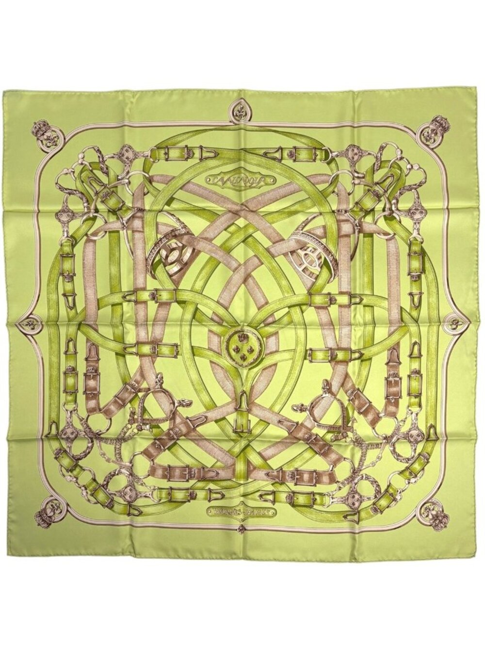 Hermes Carre 90 Avalcadour Scarf Cavalcadour Silk Green Multicolor - Picture 1 of 5